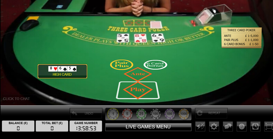 three card poker online real money